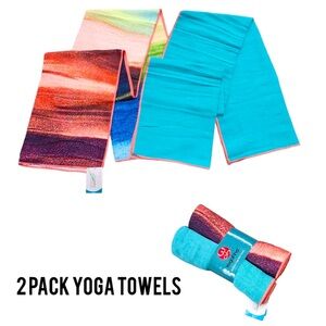 YOGAFINA SKIDLESS YOGA MAT TOWEL TWIN PACK SET UNISEX SIZE 24 X 68 INS